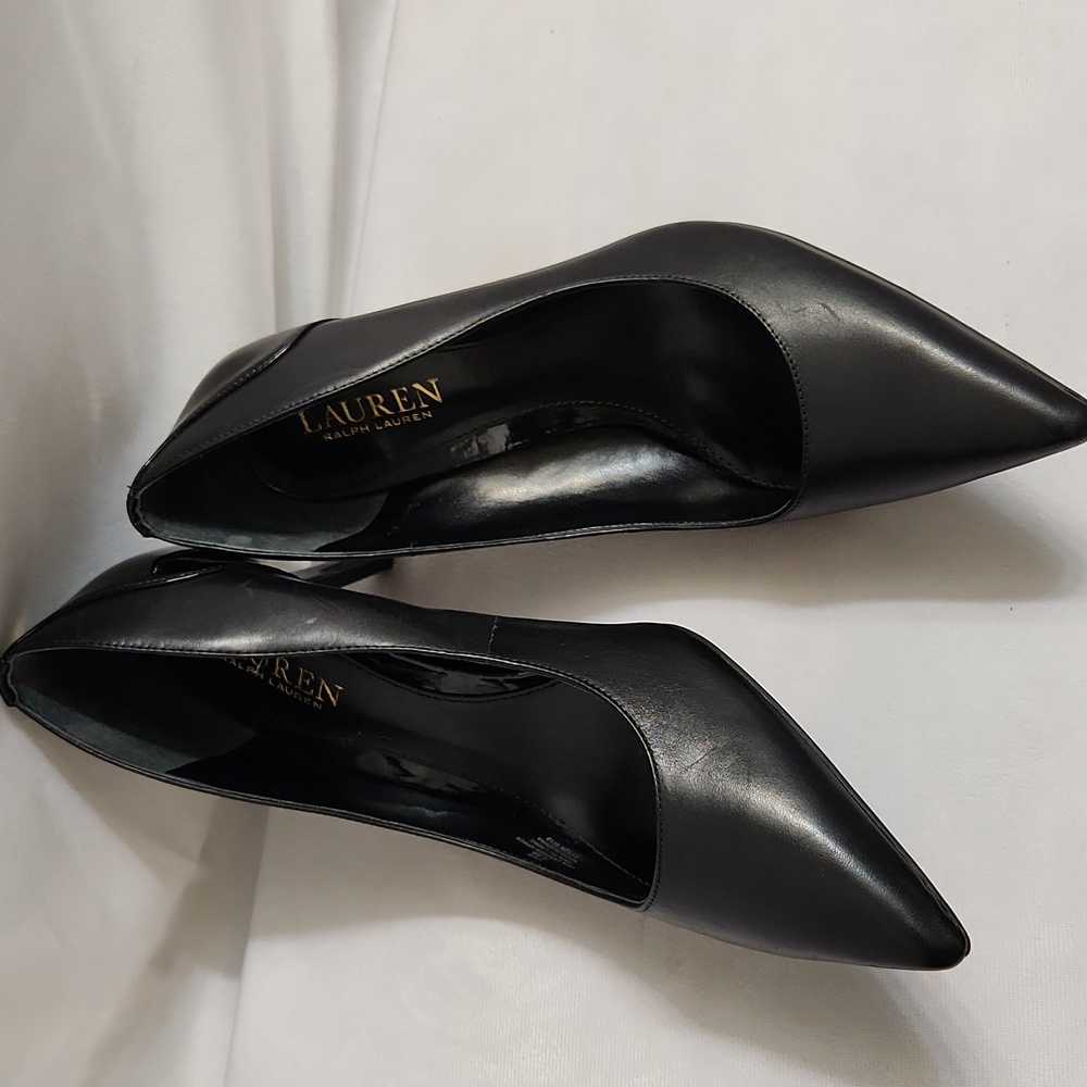 Ralph Lauren Livie Black Leather Pumps (W Size 7.5) - Picture 8 of 16